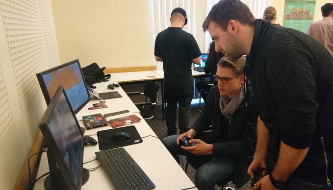 Students of the Berlin SAE campus present their game portfolios at the Berlin state parliament